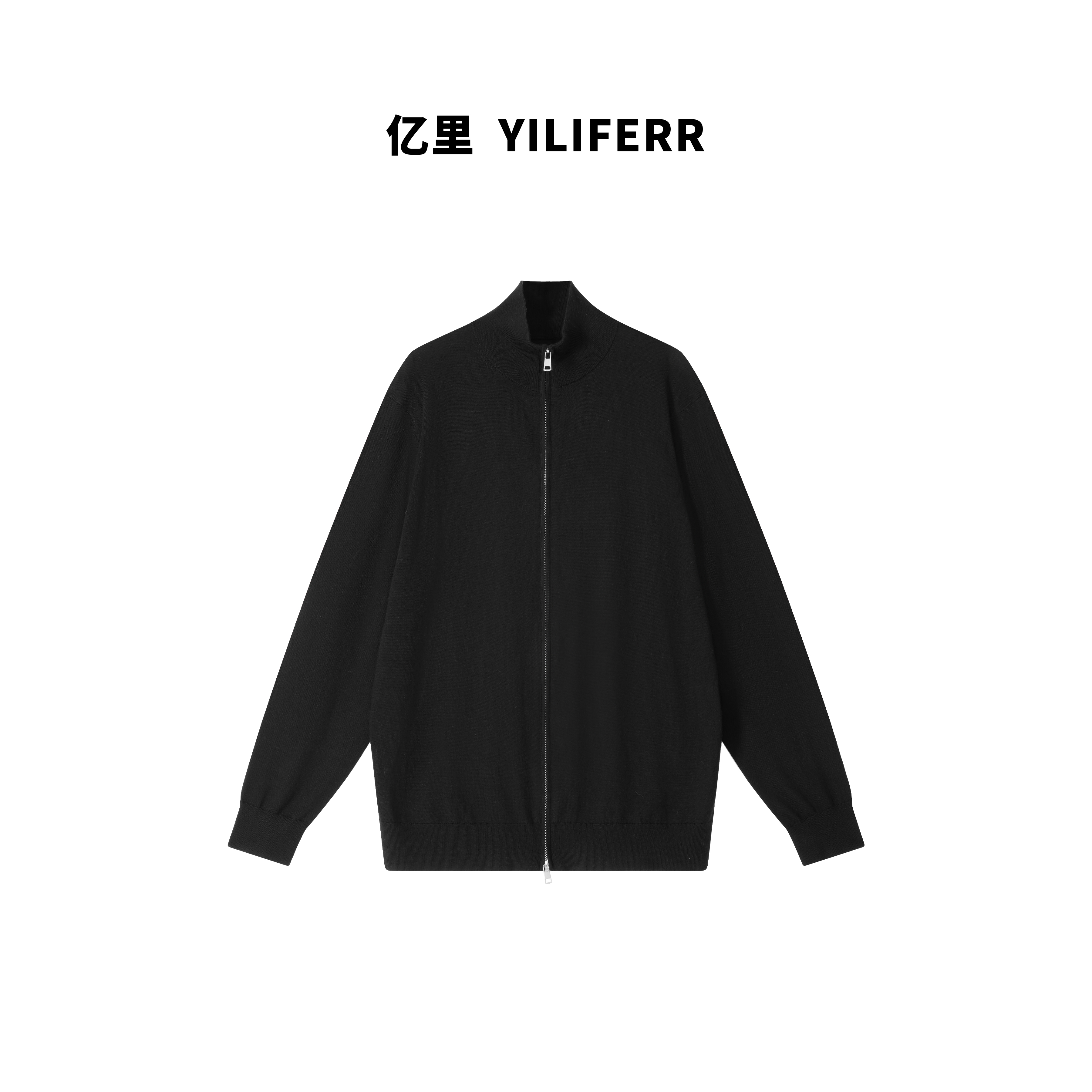 【YILI显瘦女装】时尚简约百搭拉链设计纯色针织衫 Y1787