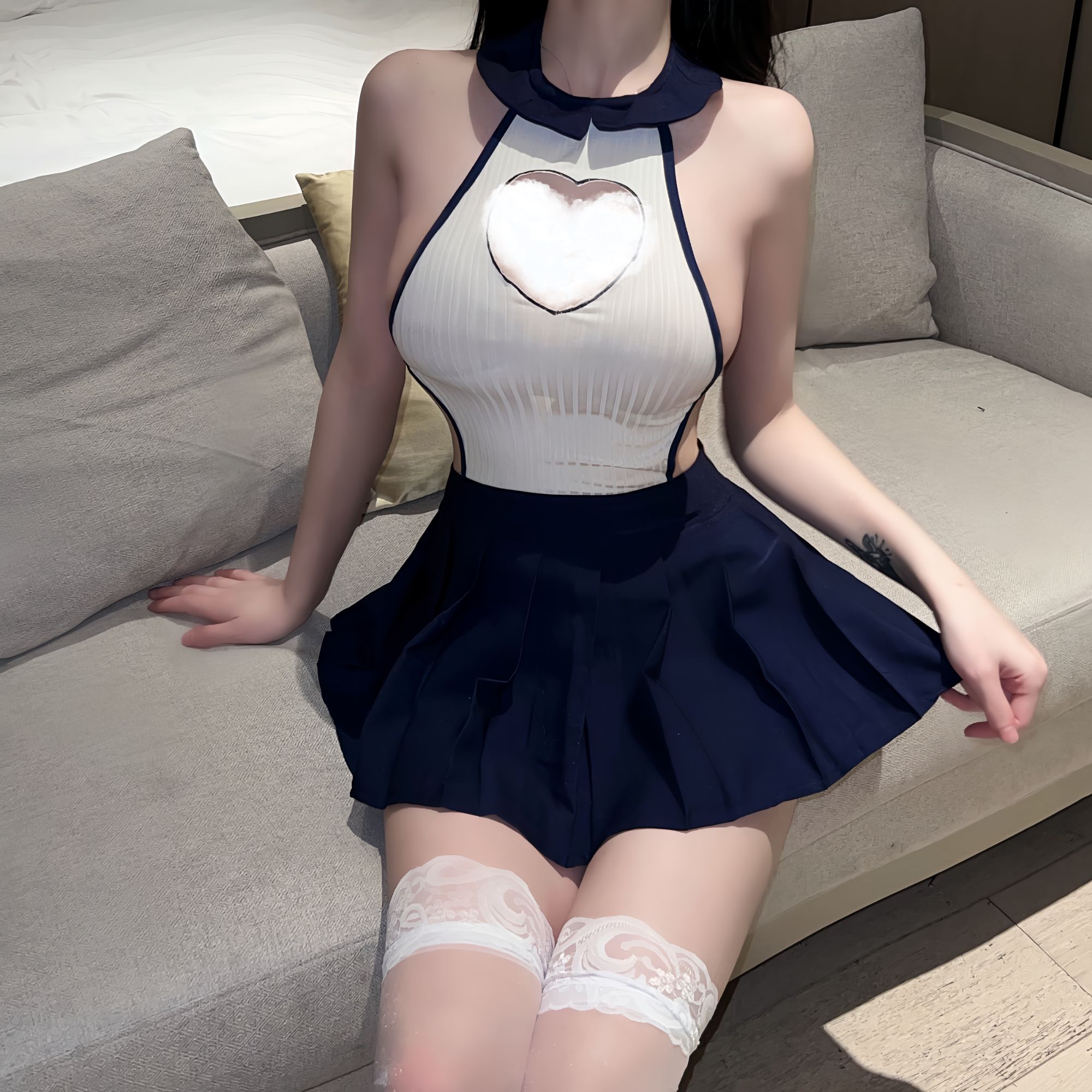 新款性感纯欲风修身气质显瘦网红睡衣短款软妹睡裙蕾丝百褶洛丽塔