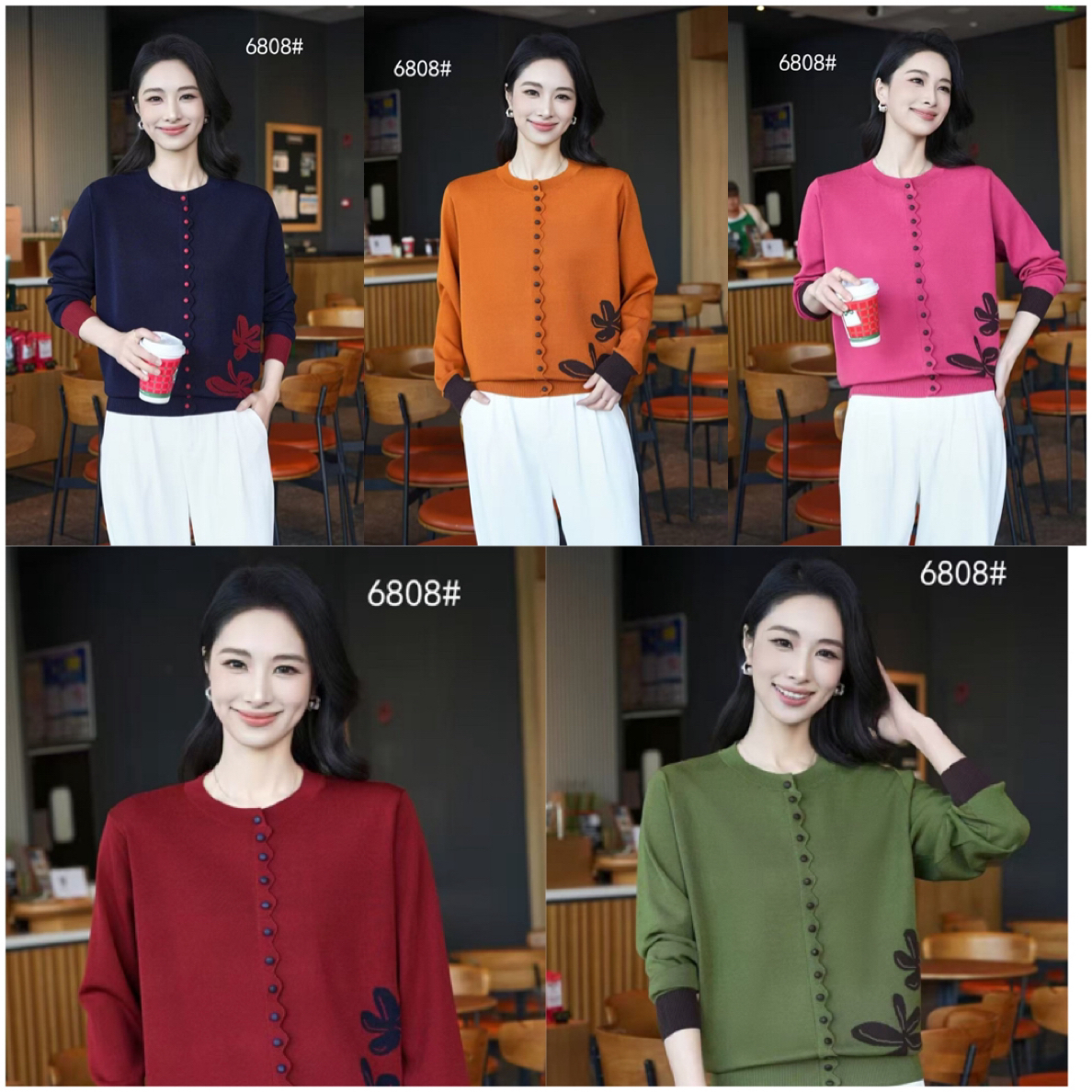 新款洋气中年妈妈装针织衫6808