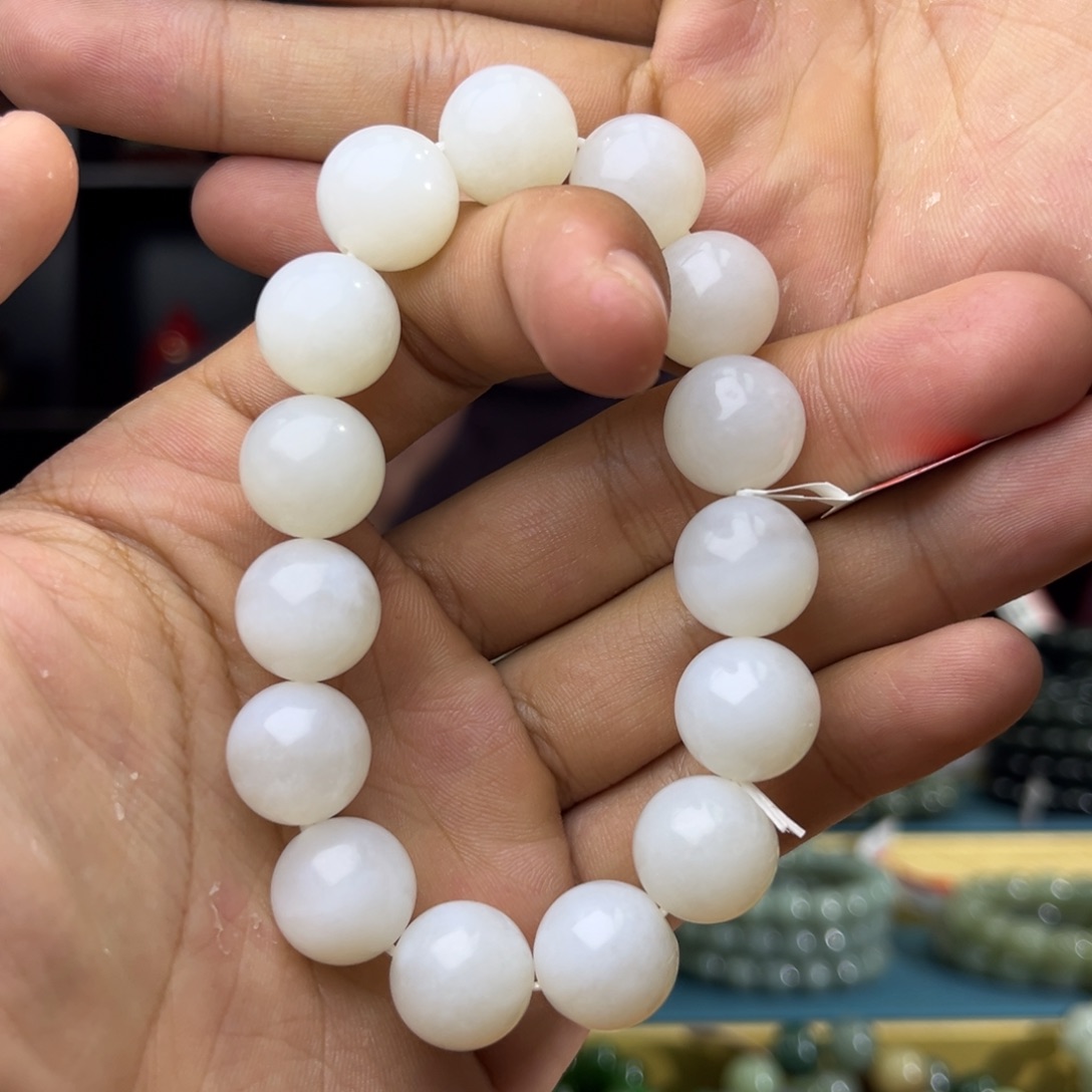 和田玉手串未镶嵌纯天然和田玉13年新疆且末天泰14