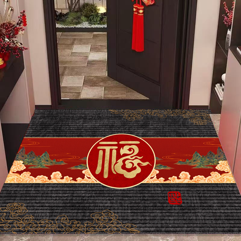 升级加厚中国风100*120厘米除尘入户防滑吸水地垫好搭理门垫