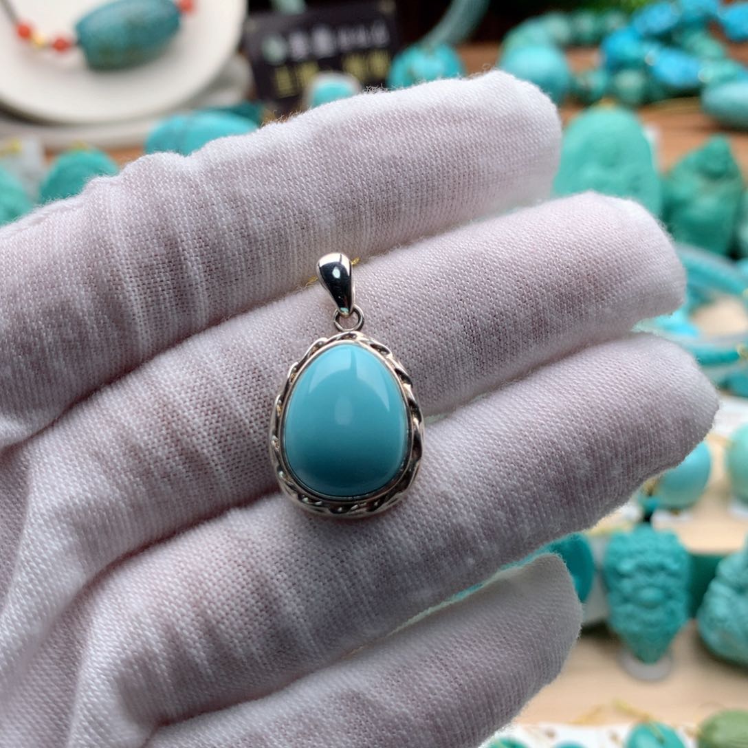 绿松石颈饰银S925镶嵌