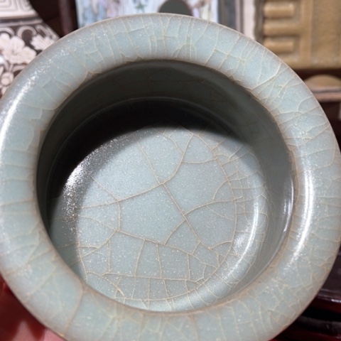 摆件龙泉窑洗，整体开片，