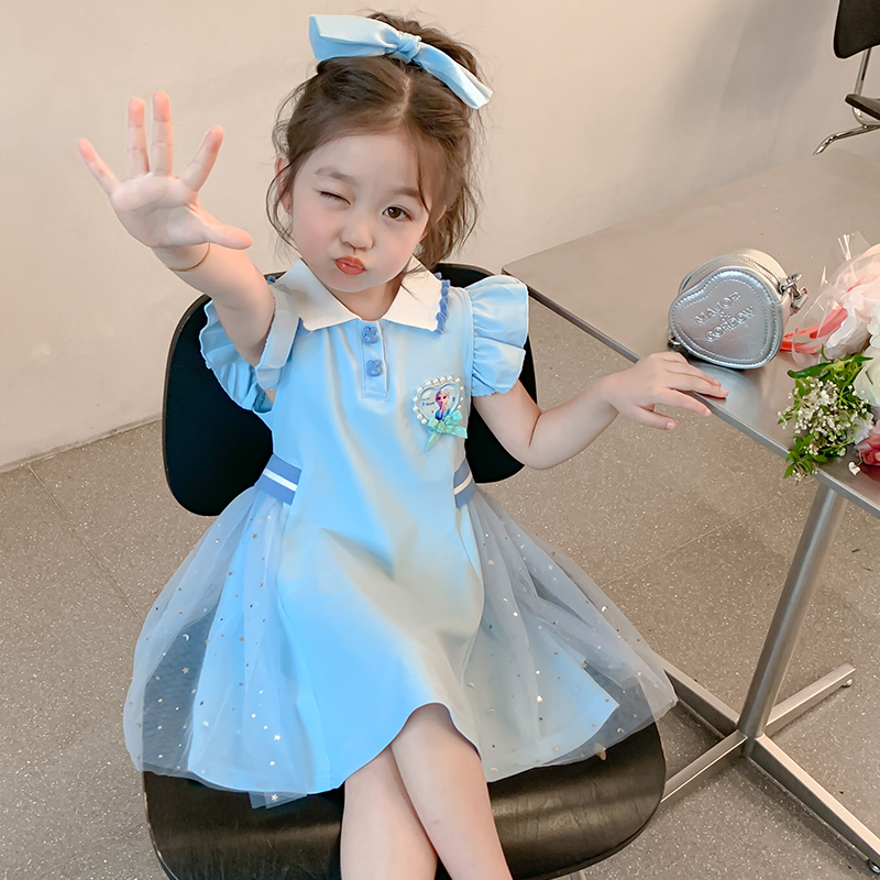 女童爱莎连衣裙夏季2025薄款女孩洋气艾莎公主裙女宝宝夏装裙子