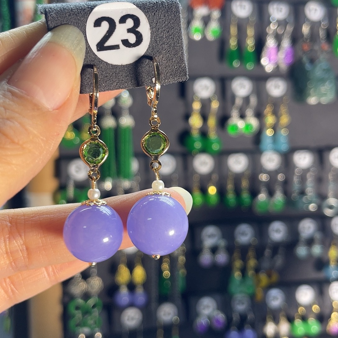 翡翠银S925镶嵌耳饰23