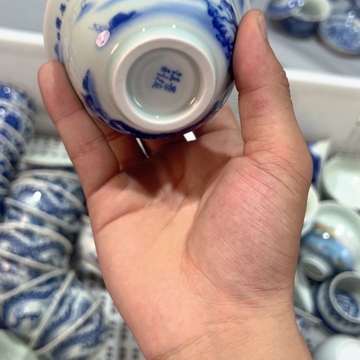 高白泥富春山居图压手杯全