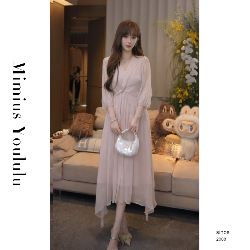 【mimius】七七 度假女神范温柔气质收腰显瘦连衣裙 G04595