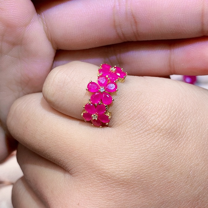 红宝石戒指银S925镶嵌