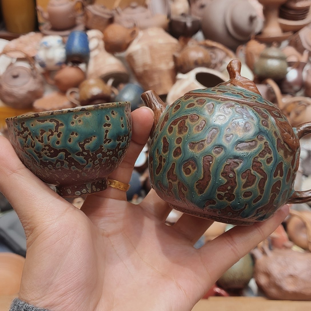 柴烧老岩泥高温茶器皿