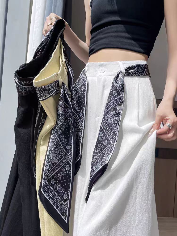 6806【裤长100】慵懒风阔腿裤2025夏薄款高腰休闲裤大方复古百搭