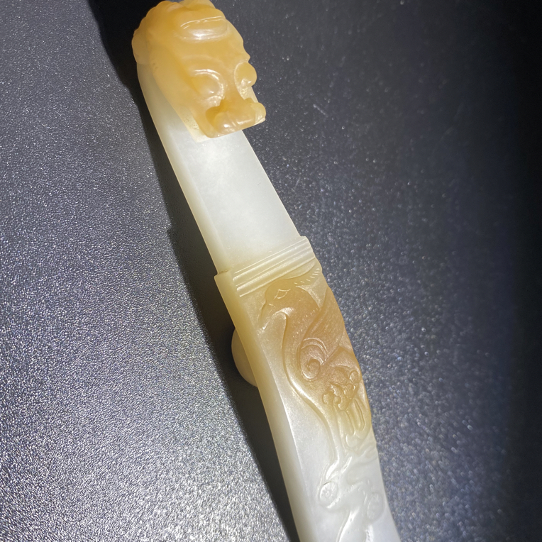 【只做高品质】和田玉俏色龙凤呈祥带钩玉质细腻润度十足11厘米