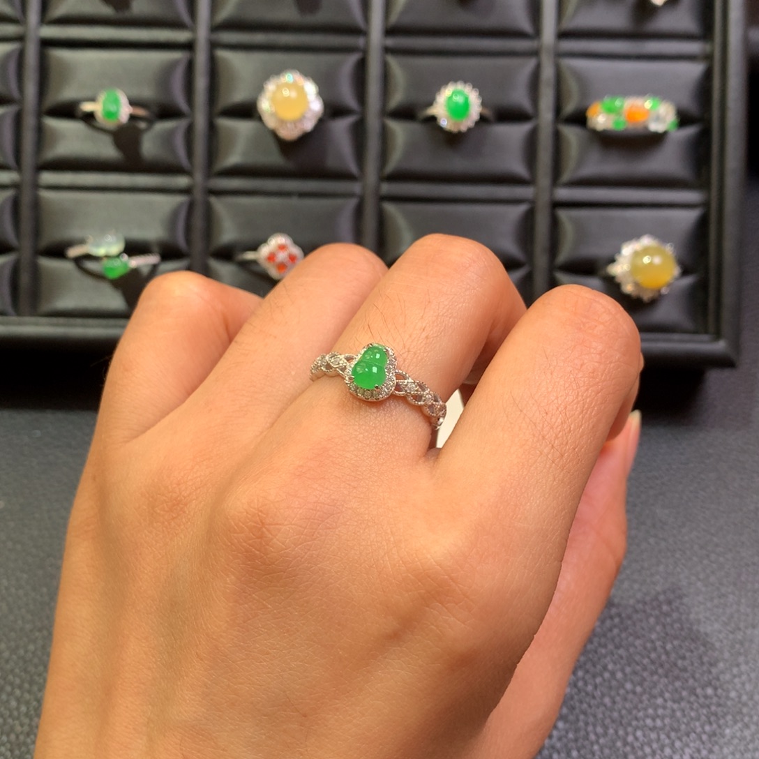 翡翠银S925镶嵌戒指