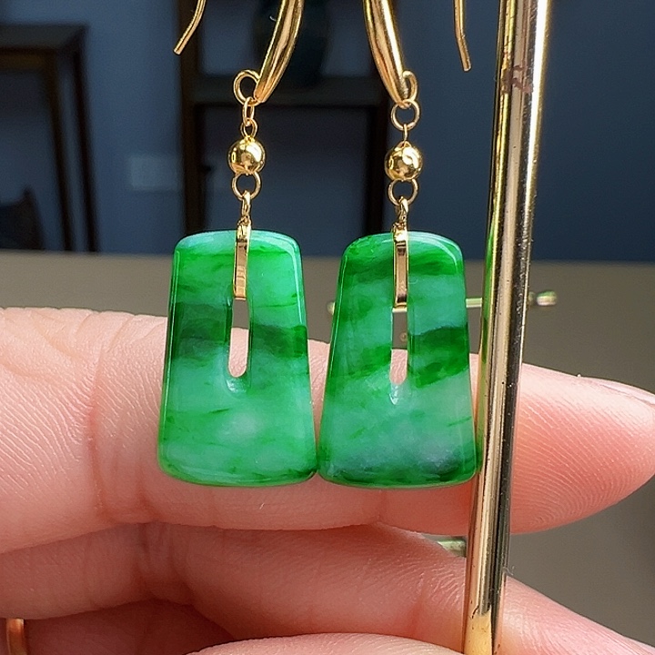 翡翠18K金镶嵌耳饰耳饰