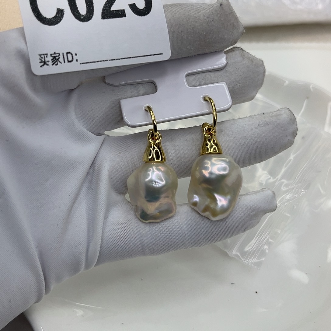 合金淡水珍珠耳饰