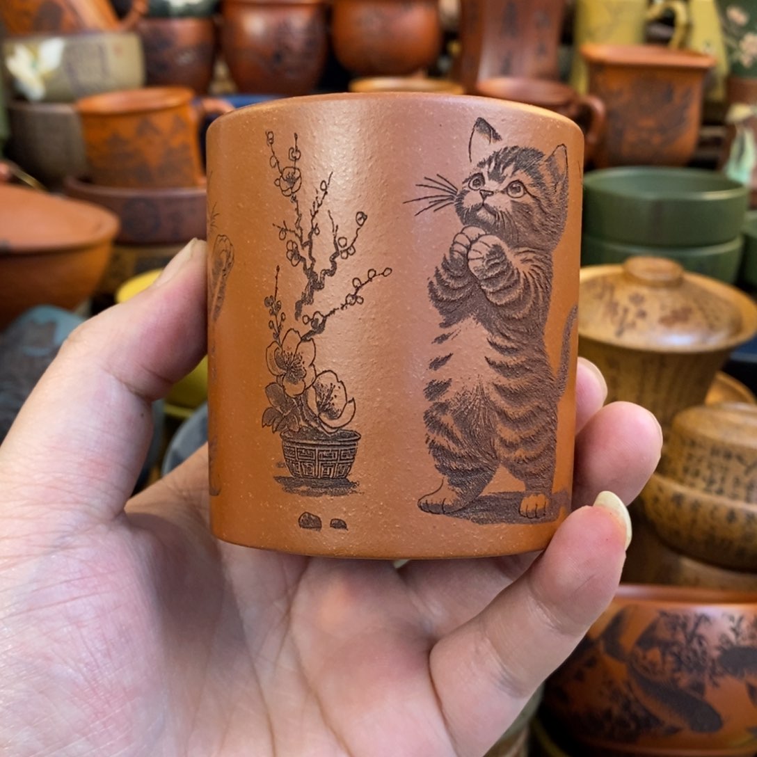 紫砂杯子宜兴全手工紫砂杯