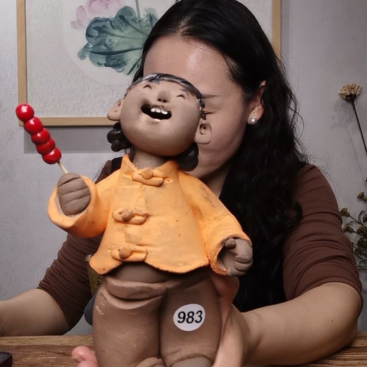 粗砂羲娲娃系列作品糖葫芦站女娃