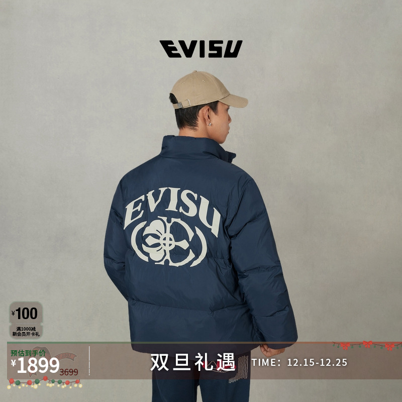EVISU福神 2025秋男士商标印花羽绒服夹克2EAHTM5NJ1222XXSN