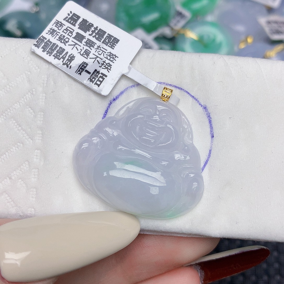 翡翠18K金镶嵌颈饰天然缅甸翡翠a货百元以上9元证书费自理