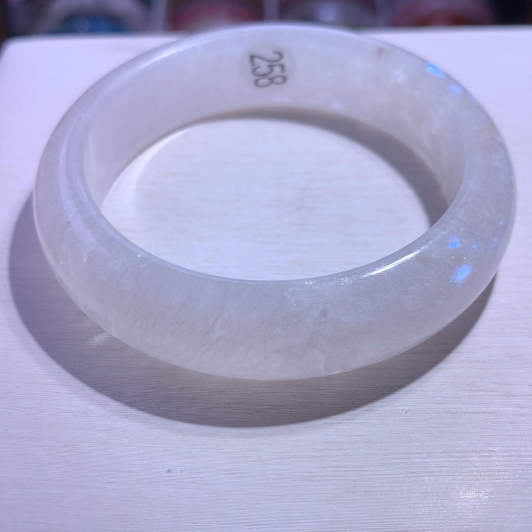 水晶手镯银S925镶嵌蓝月光56.7圈258