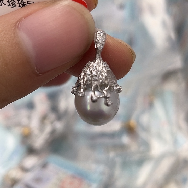 银S925镶嵌海水珍珠颈饰