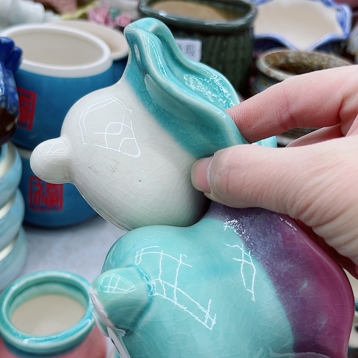 多肉绿植陶瓷花盆9.9包邮，有孔