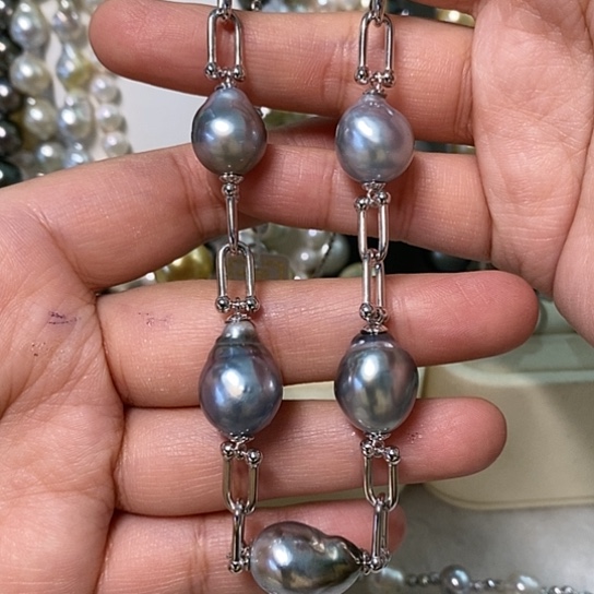 海水珍珠颈饰银S925镶嵌13