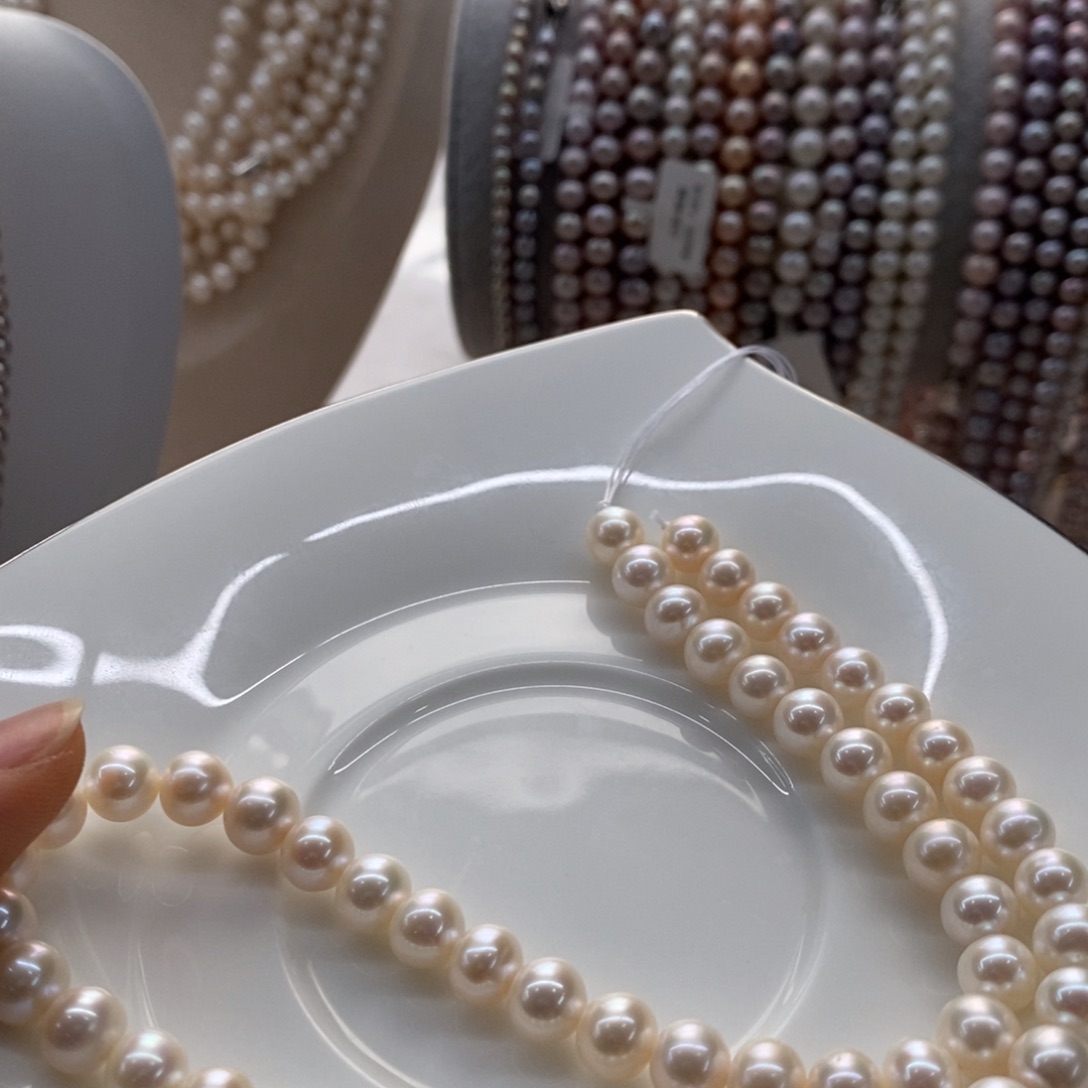 银S925镶嵌颈饰淡水珍珠7.3-8.3微瑕