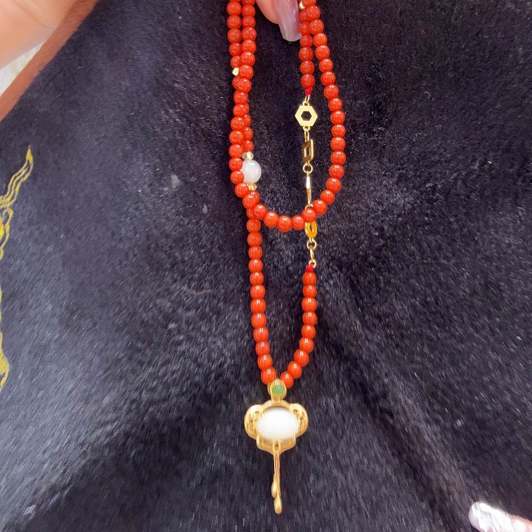 南红玛瑙项链银S925镶嵌