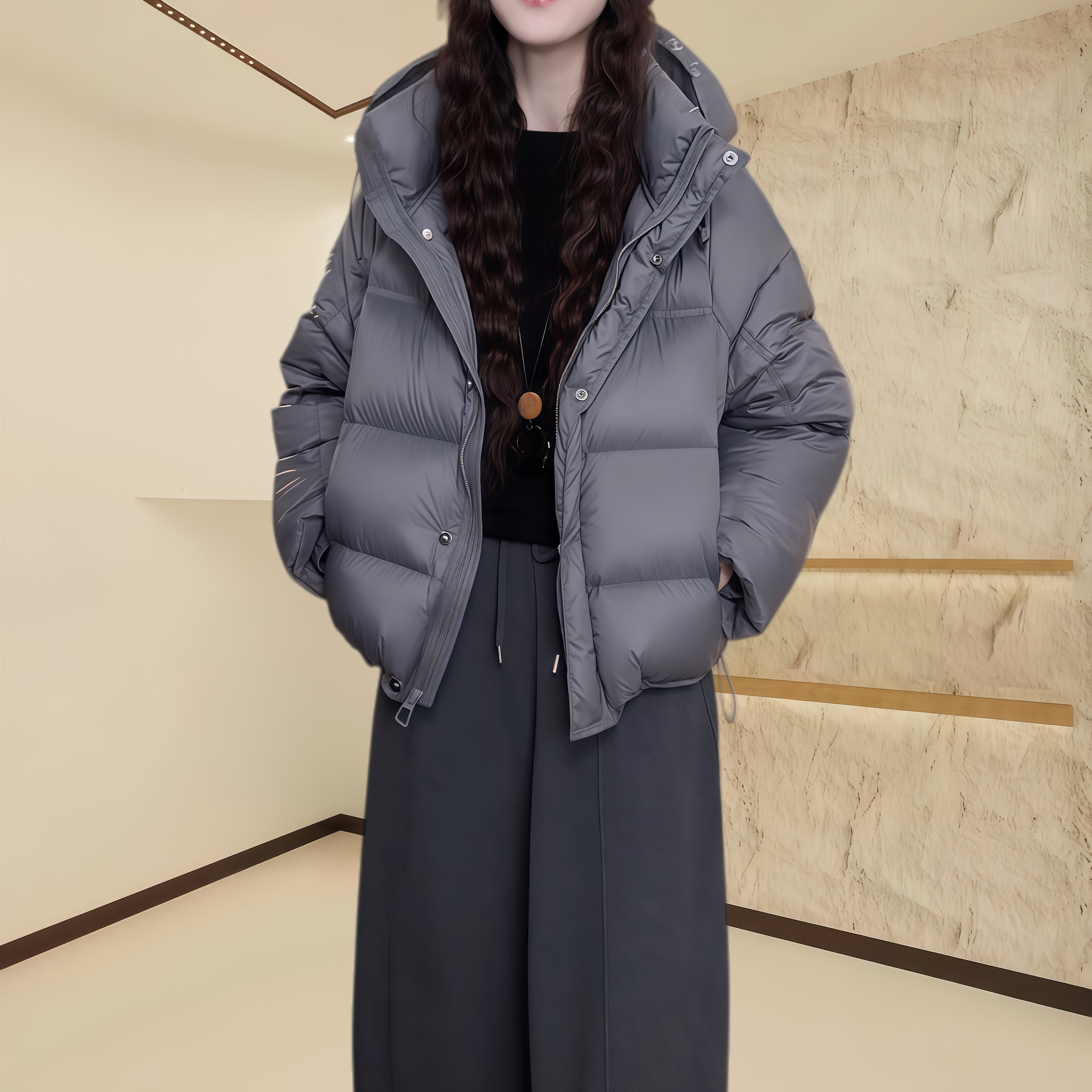 冬季加绒加厚保暖棉服女款爆款2025新款宽松时尚大气保暖厚外套女