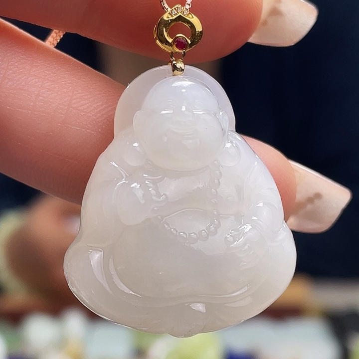 和田玉挂件18K金镶嵌定制发货