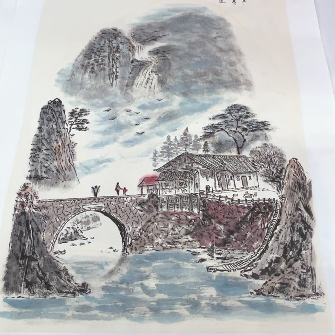 国画王建老师四尺三开绘画带托底