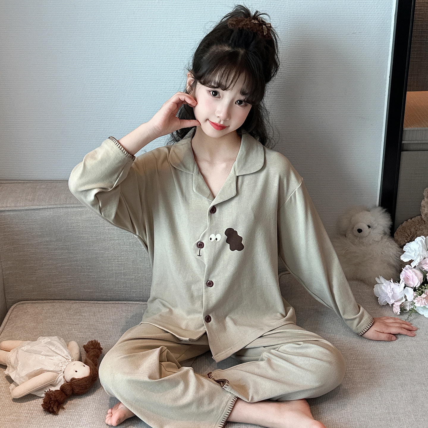 女童睡衣春秋季长袖棉儿童家居服开衫卡通秋款6-12岁小女孩套装