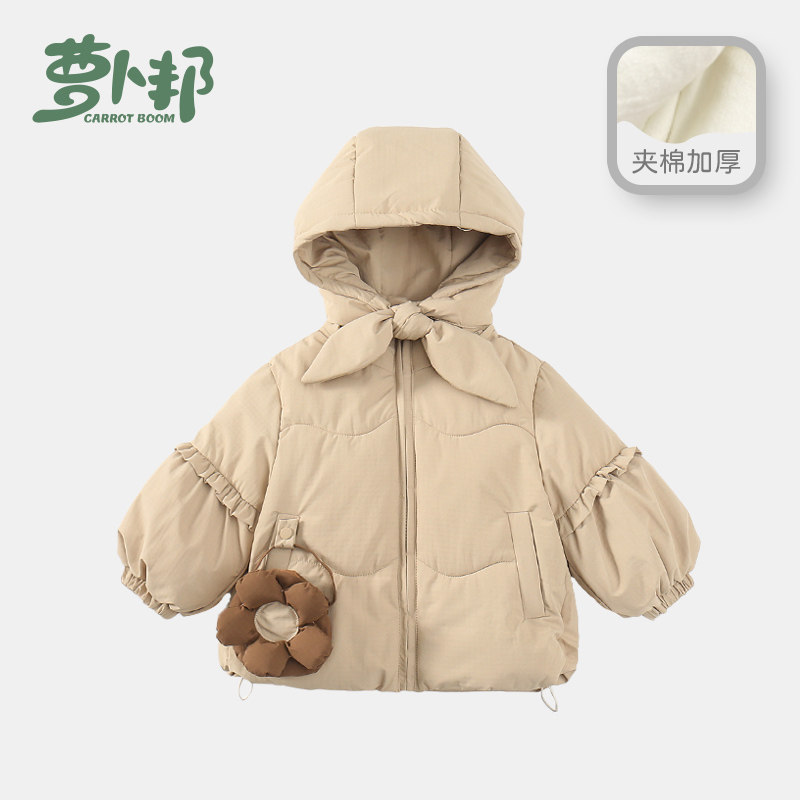 D7131女童冬装冬季新款童装韩版女宝宝连帽棉服外套冬季棉袄洋气