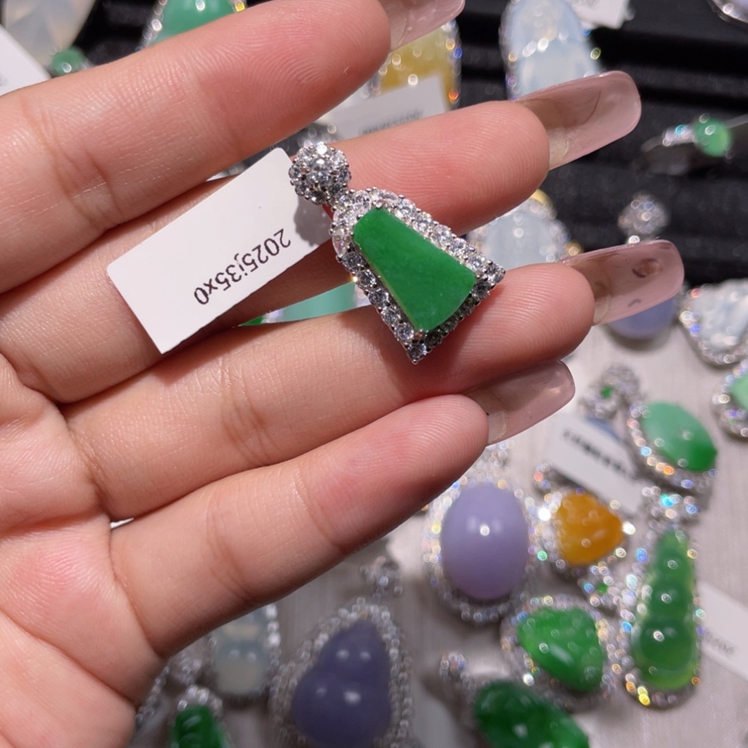 翡翠银S925镶嵌挂件