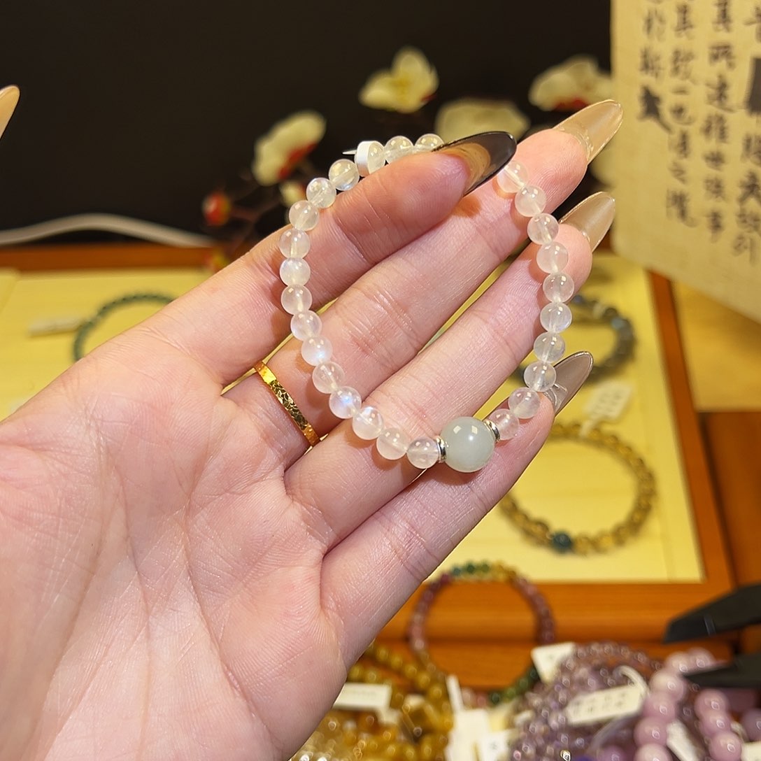 烟晶手链银S925镶嵌-蓝月4015