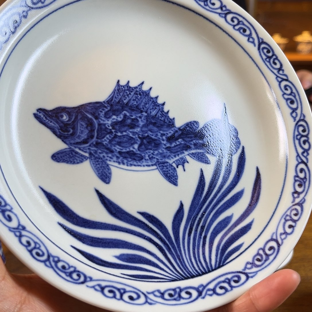 福***团朝岚夕霞仿至正元青花壶承原矿釉烧制全手绘