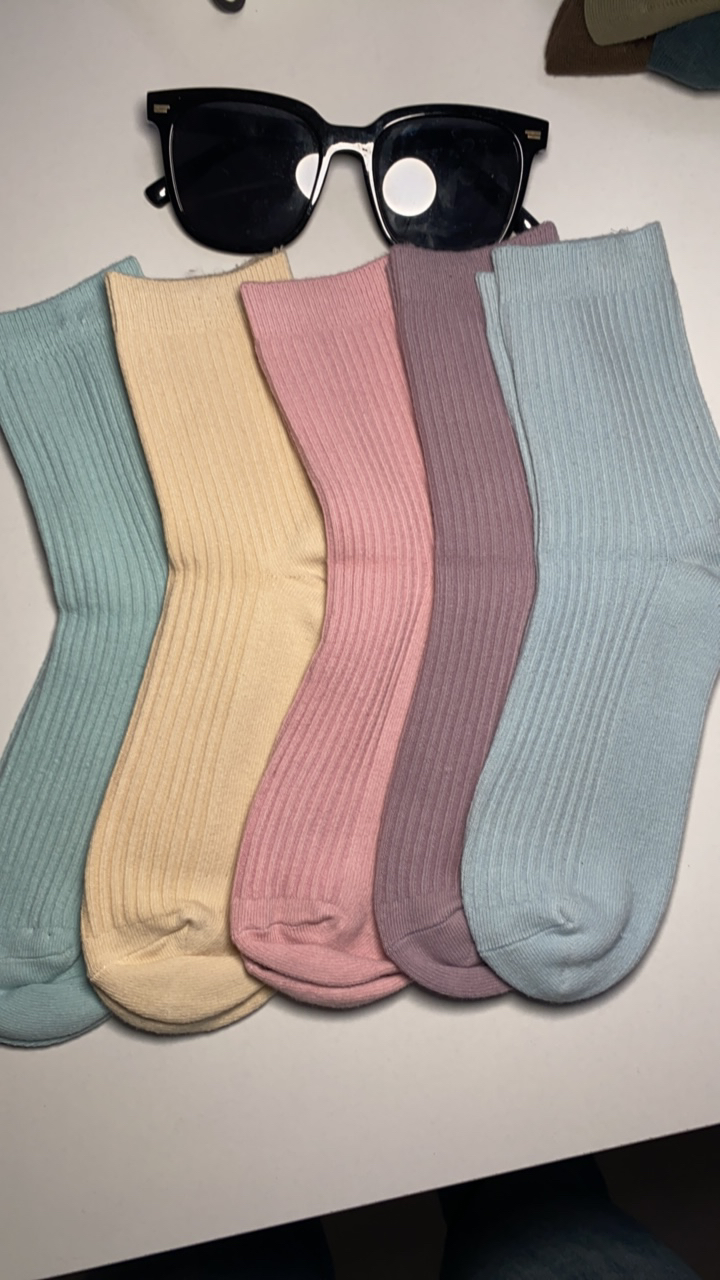 秋冬版女款中筒双针袜十双