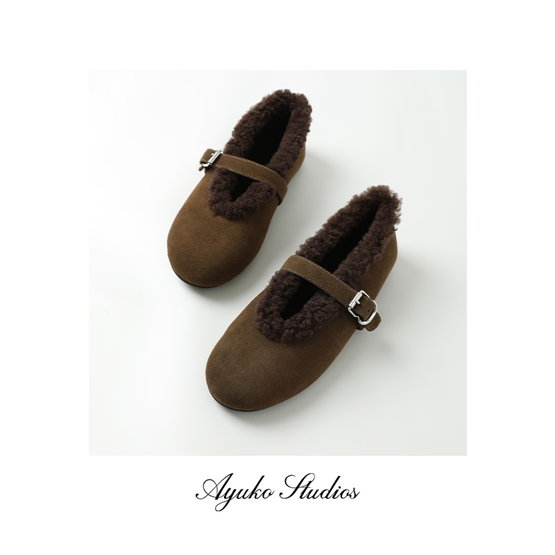 Ayuko｜绵绵玛丽珍 羊羔毛皮毛一体 舒适保暖芭蕾毛毛鞋2624