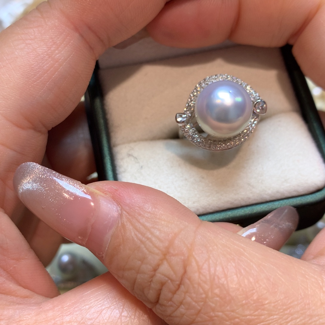 海水珍珠戒指银S925镶嵌