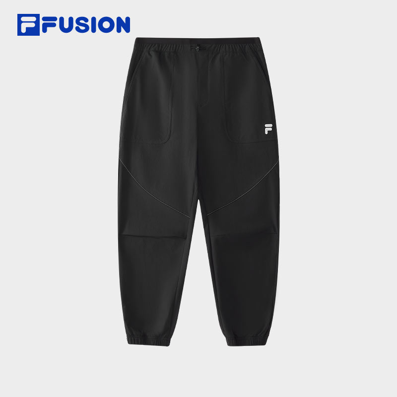 FILA FUSION斐乐黑色束脚裤男款运动休闲梭织长裤T11M511802F