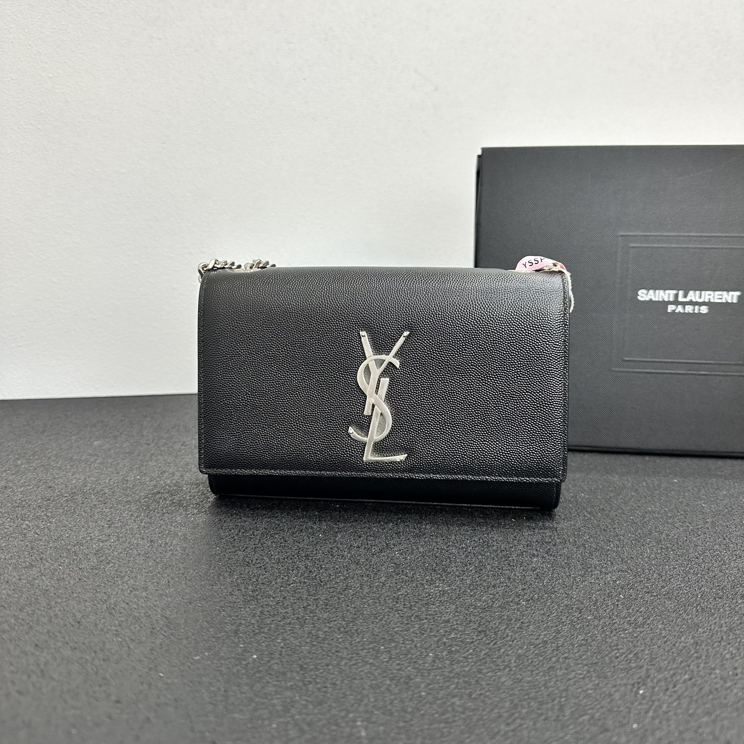 未使用 YSL/圣罗兰 壹所奢品/YSL kate 鱼子酱 小号 黑银闲置活动