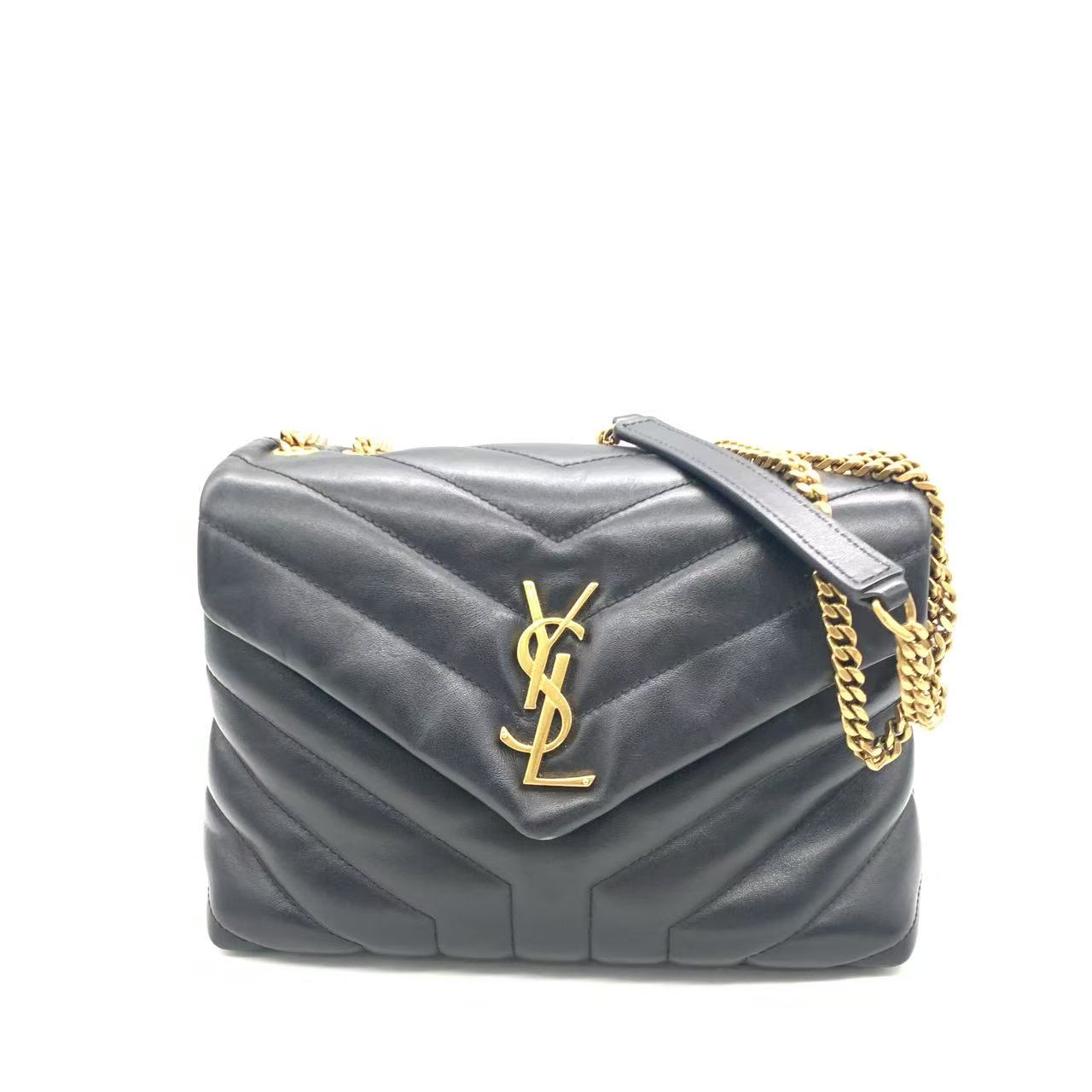 95新 YSL/圣罗兰 【安则专属】黑金小号loulou邮差包