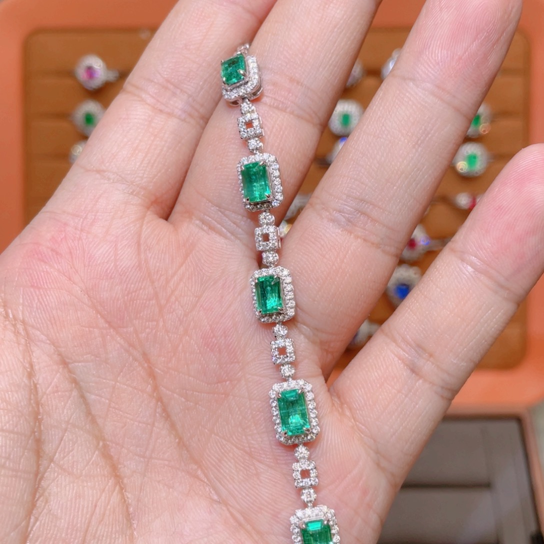 祖母绿手链18K金镶嵌