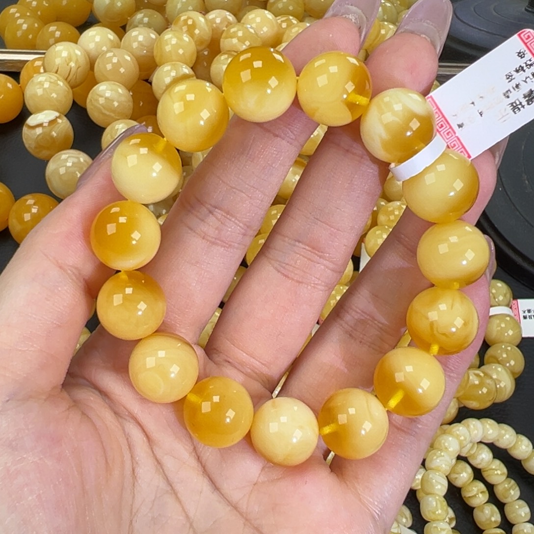 琥珀未镶嵌手链22金白