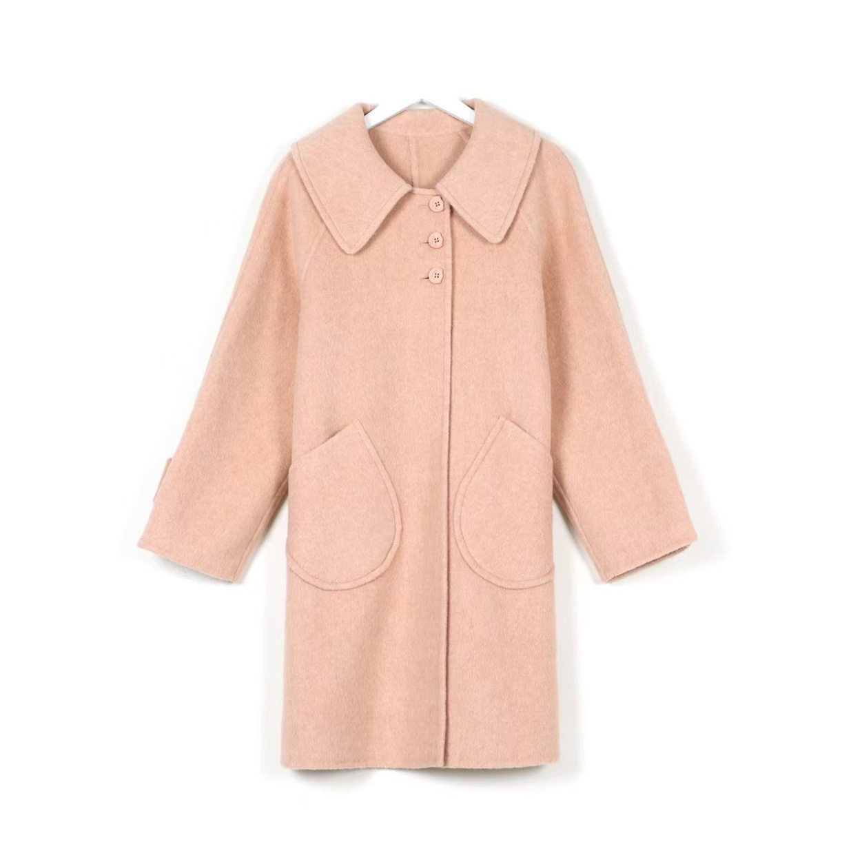 【D&Q STUDIO】【9920】2025新款绵羊毛中长款大衣娃娃领减龄宽松显瘦