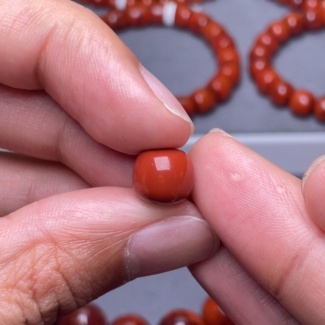 ****胺南红玛瑙未镶嵌配饰10.5mm瓦西锦红老型单珠