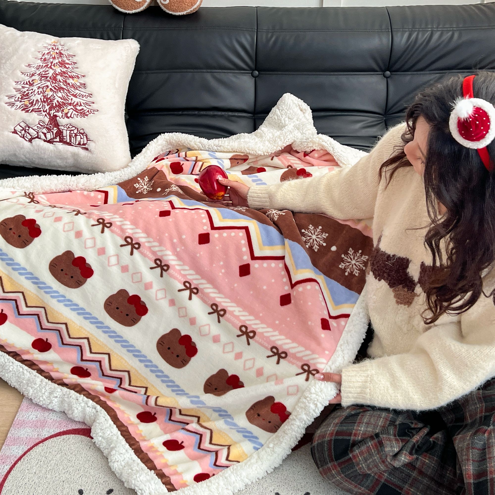 【L·W梨窝】小清新ins风 圣诞款 仿生羊羔绒牛奶绒毛毯圣诞限定系列