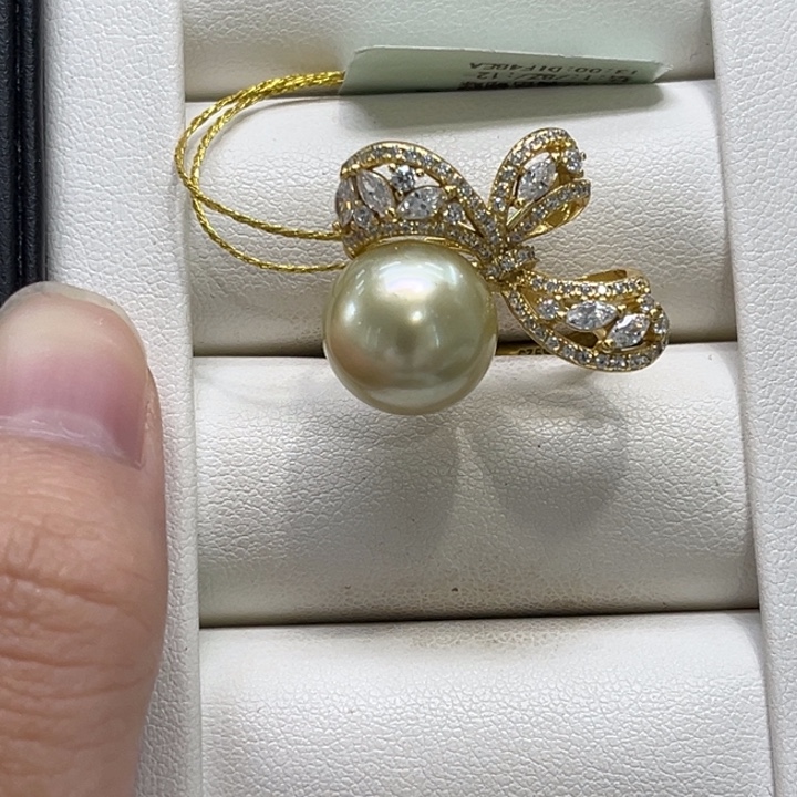 银S925镶嵌海水珍珠戒圈12-13mm 123号