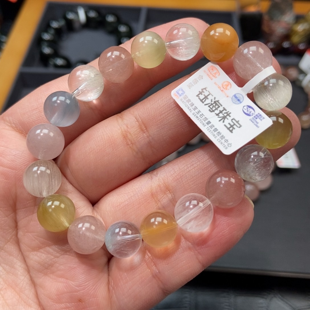 水晶兔毛手链10毫米未镶嵌