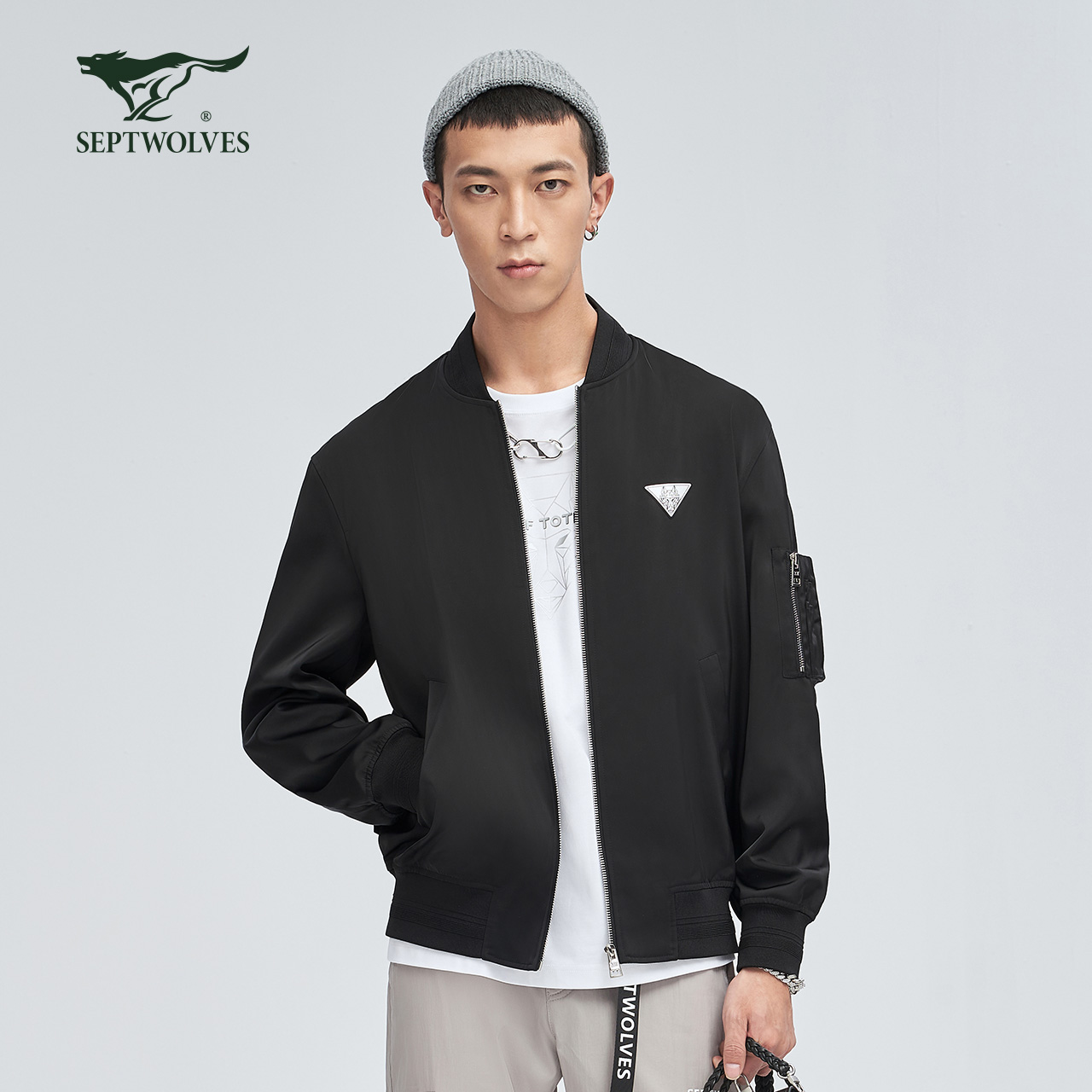 【商场同款】七匹狼夹克男士秋款棒球服外套男上装时尚潮流专柜正品